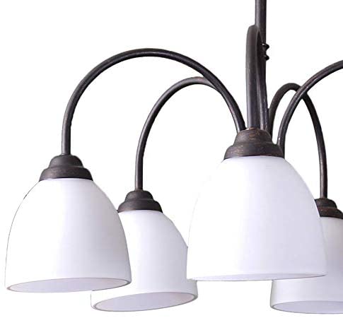 Farmhouse chandelier rubbed bronze white 5 light