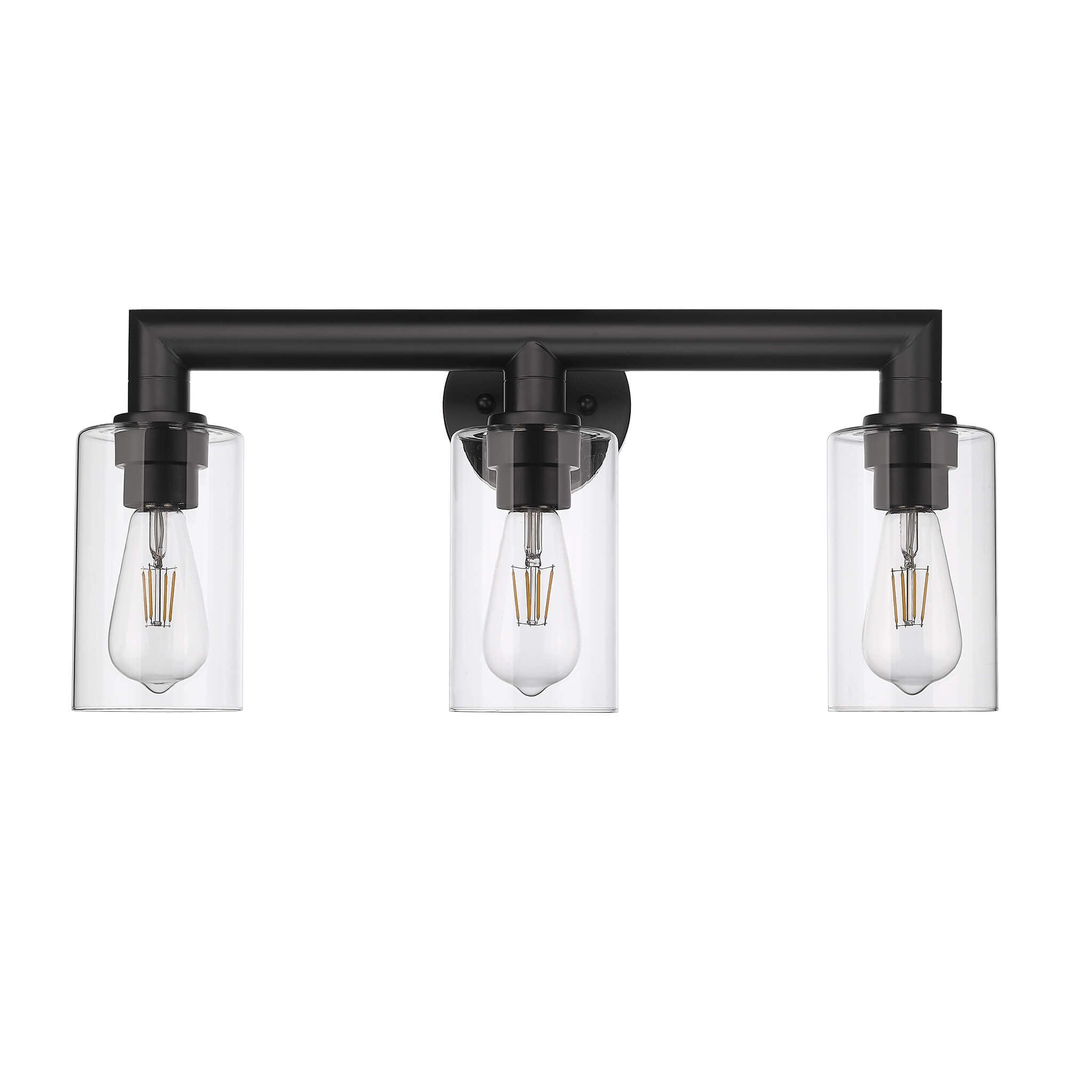 4 light bathroom vanity light fixture black clear glass
