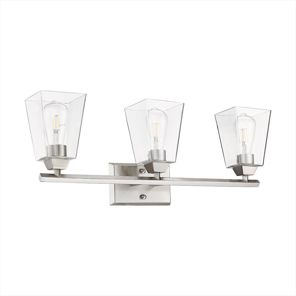3 light bathroom vanity light fixture brushed nickel glass