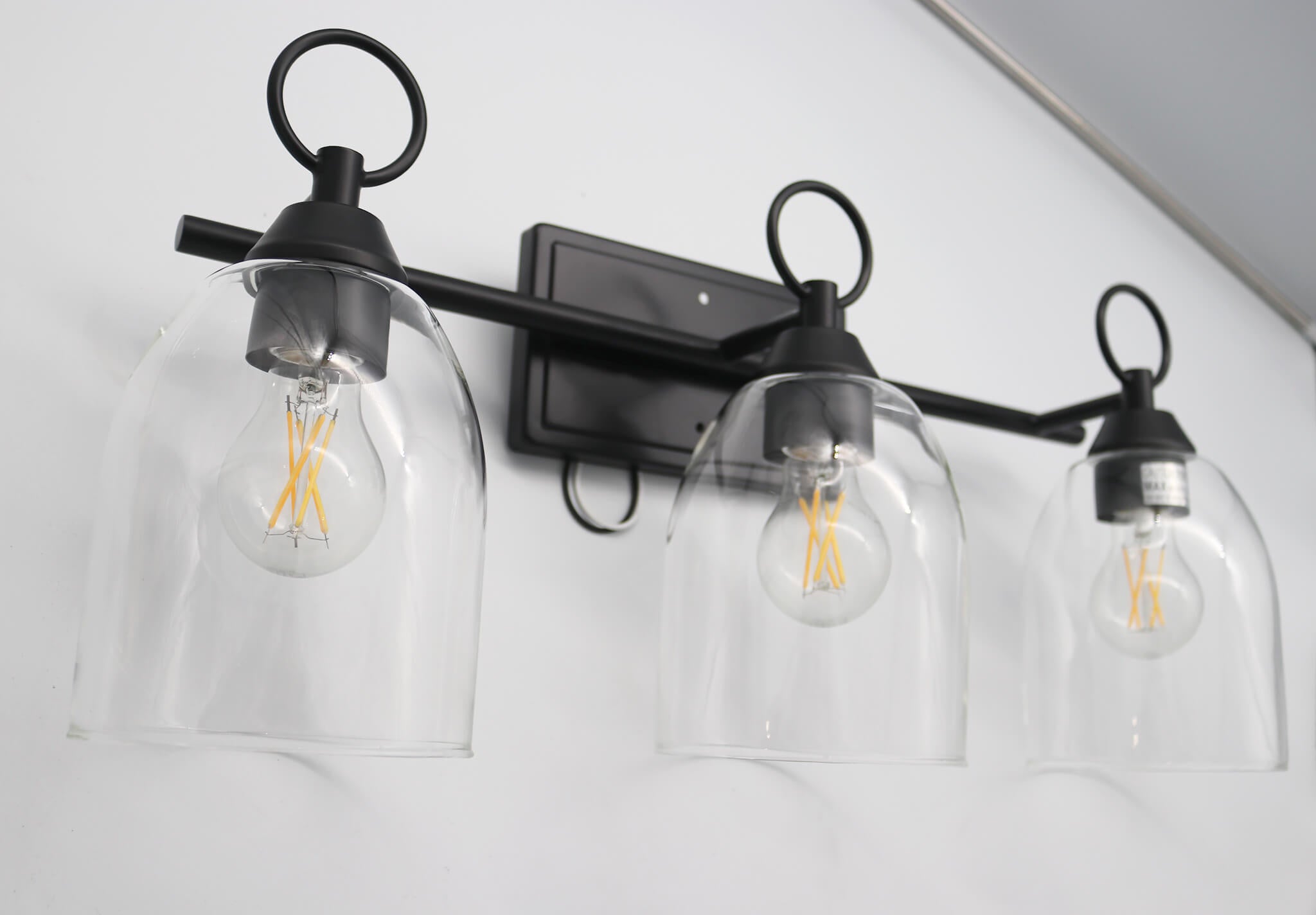 3 light bathroom vanity light fixture matte black glass