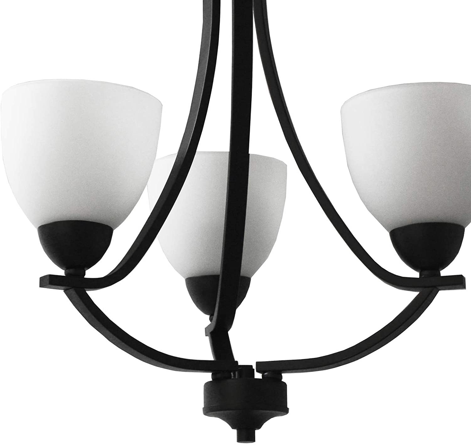 3 light black and white glass chandelier
