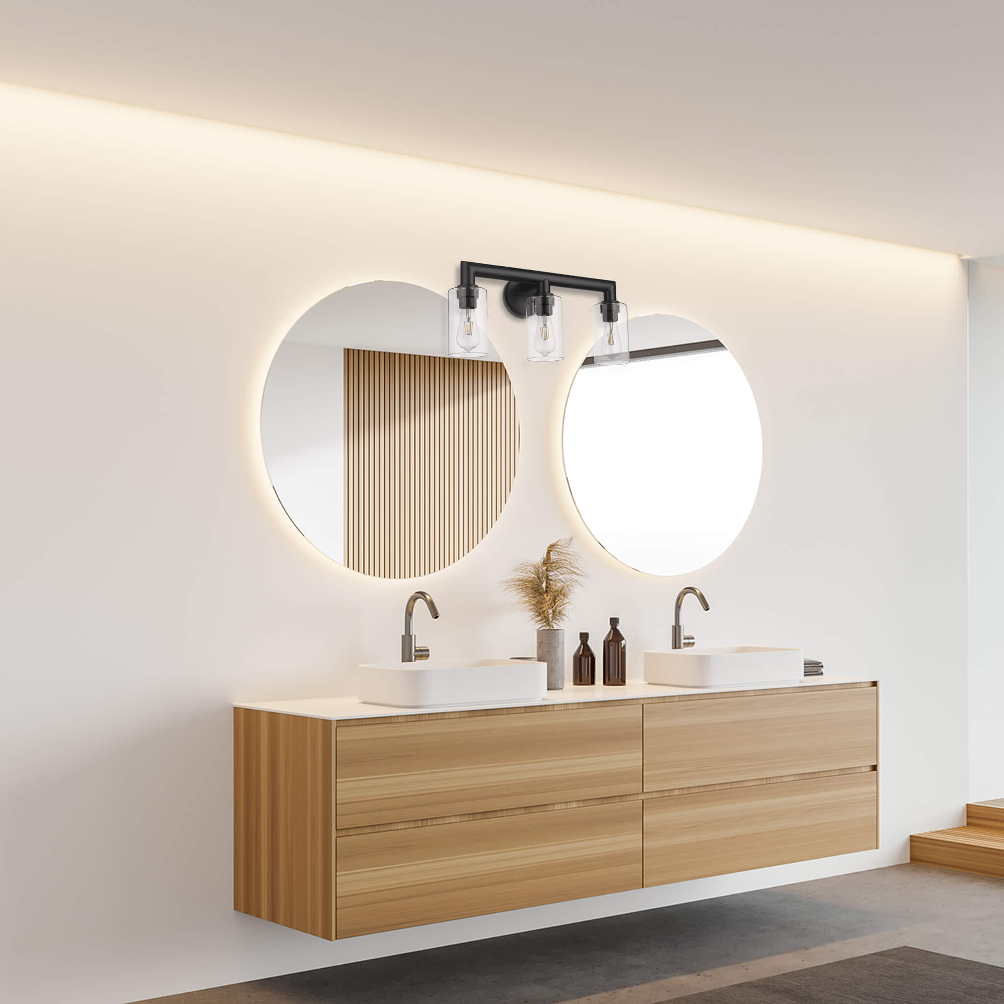 4 light bathroom vanity light fixture over mirror black clear glass