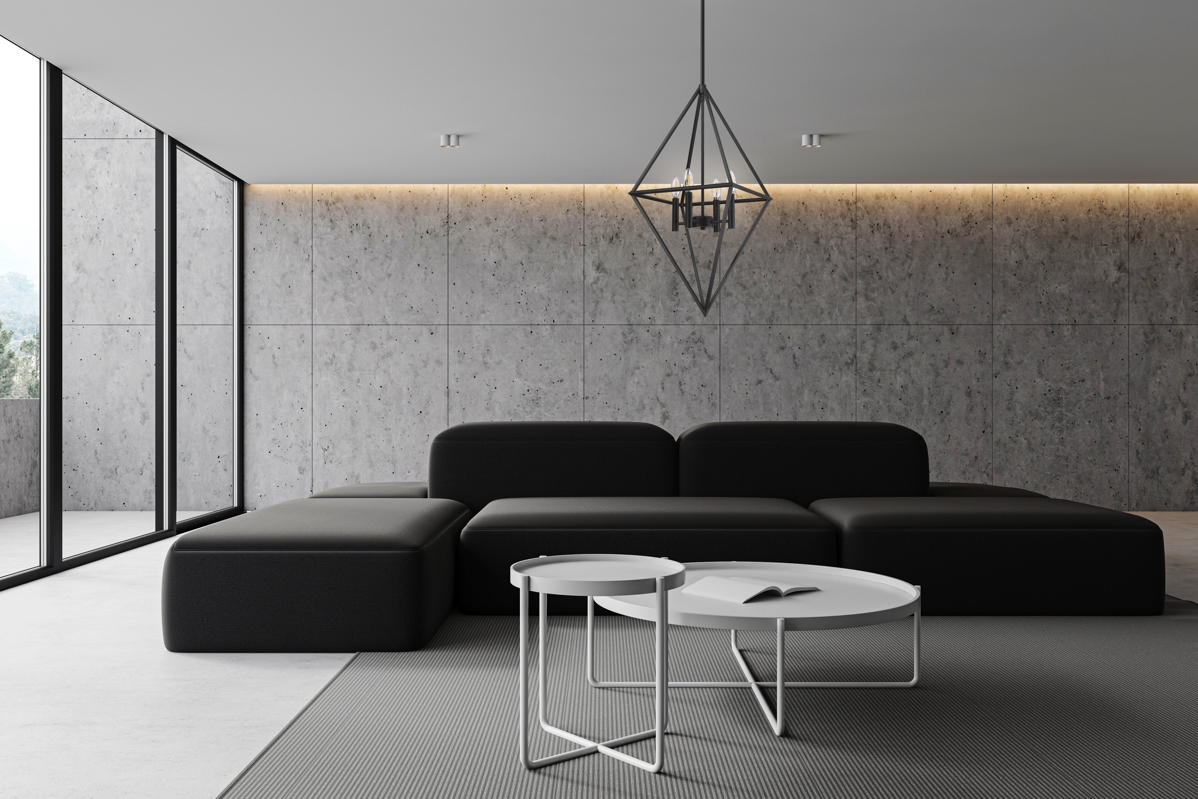 Modern black geometric pendant light living room