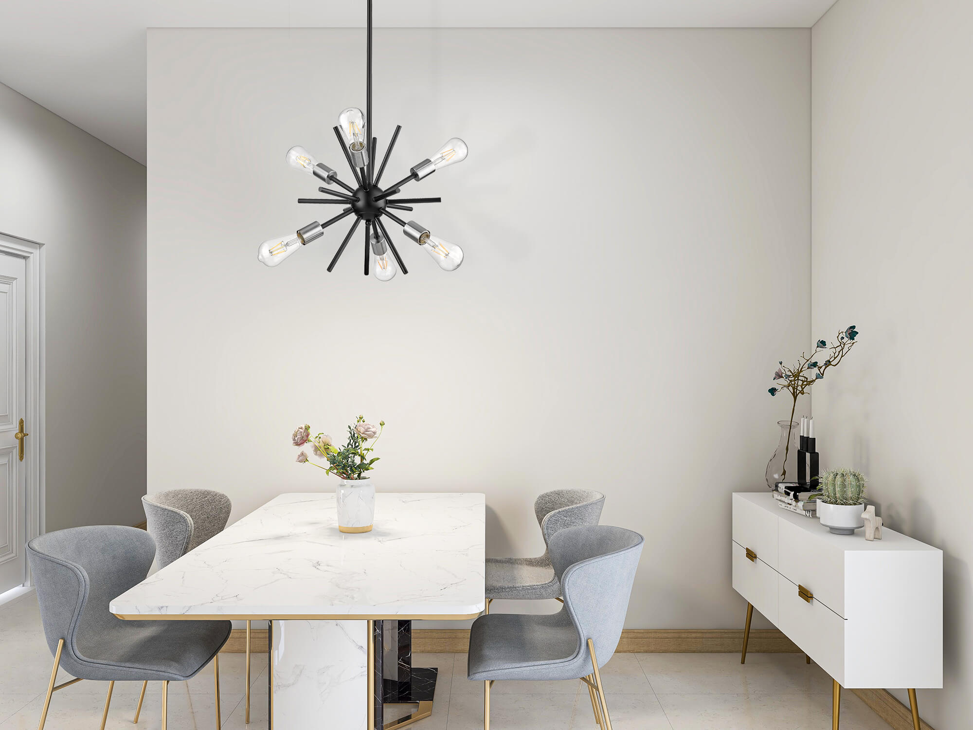 14 inch modern black sputnik chandelier dining room