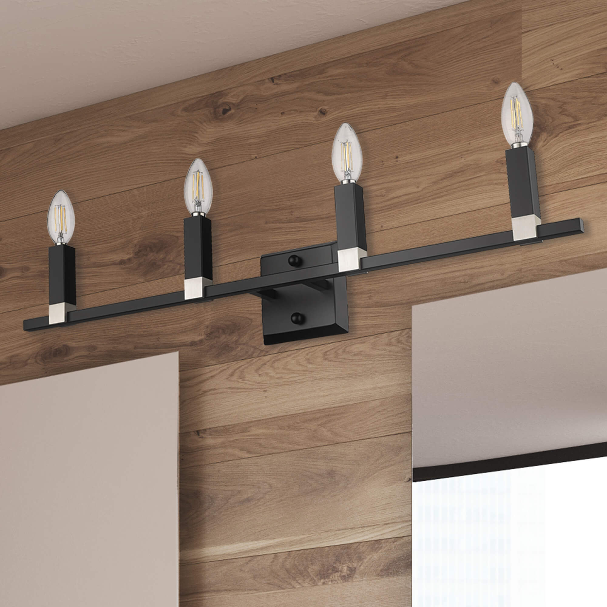 4 light contemporary wall sconce vanity light over mirror black nickel