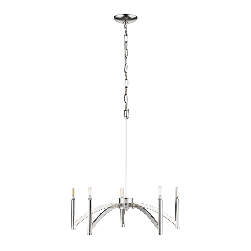 5-Light 25.75" Tall Polished Nickel Chandelier