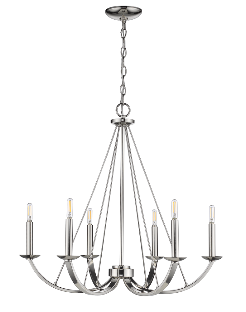 6 light Modern polished nickel chandelier