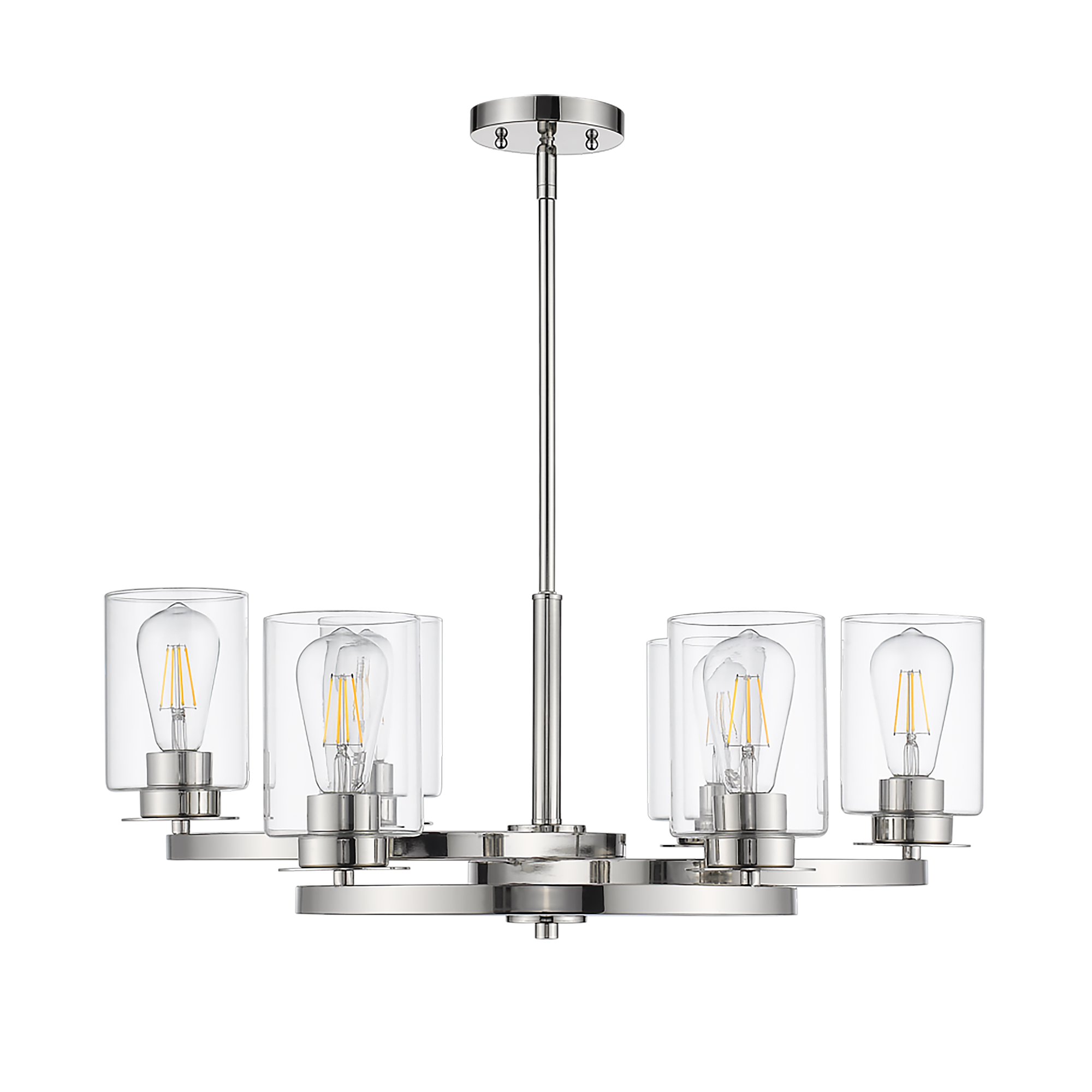 6 light Modern polished nickel glass chandelier