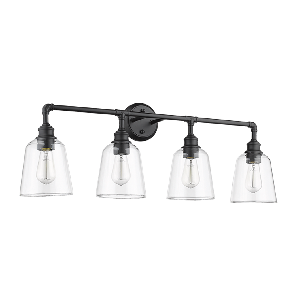 4 light bathroom vanity light fixture matte black glass