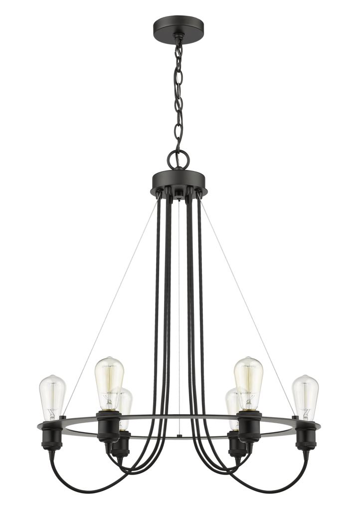 6 light black adjustable chandelier modern