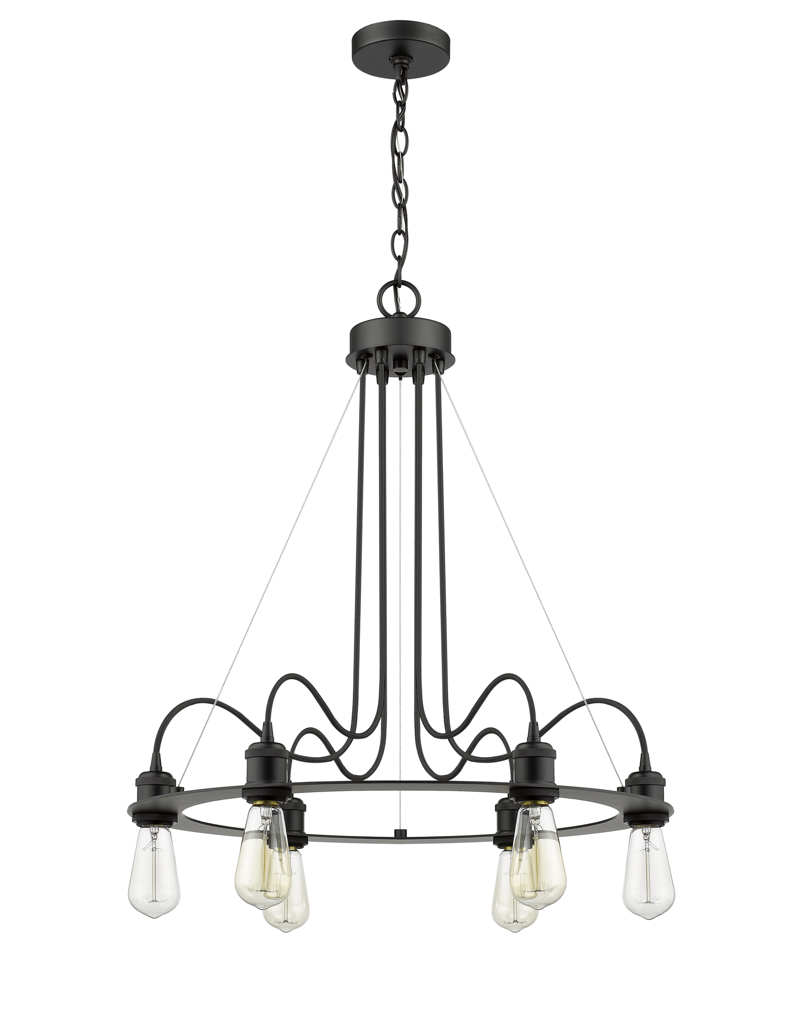 6 light black adjustable chandelier modern