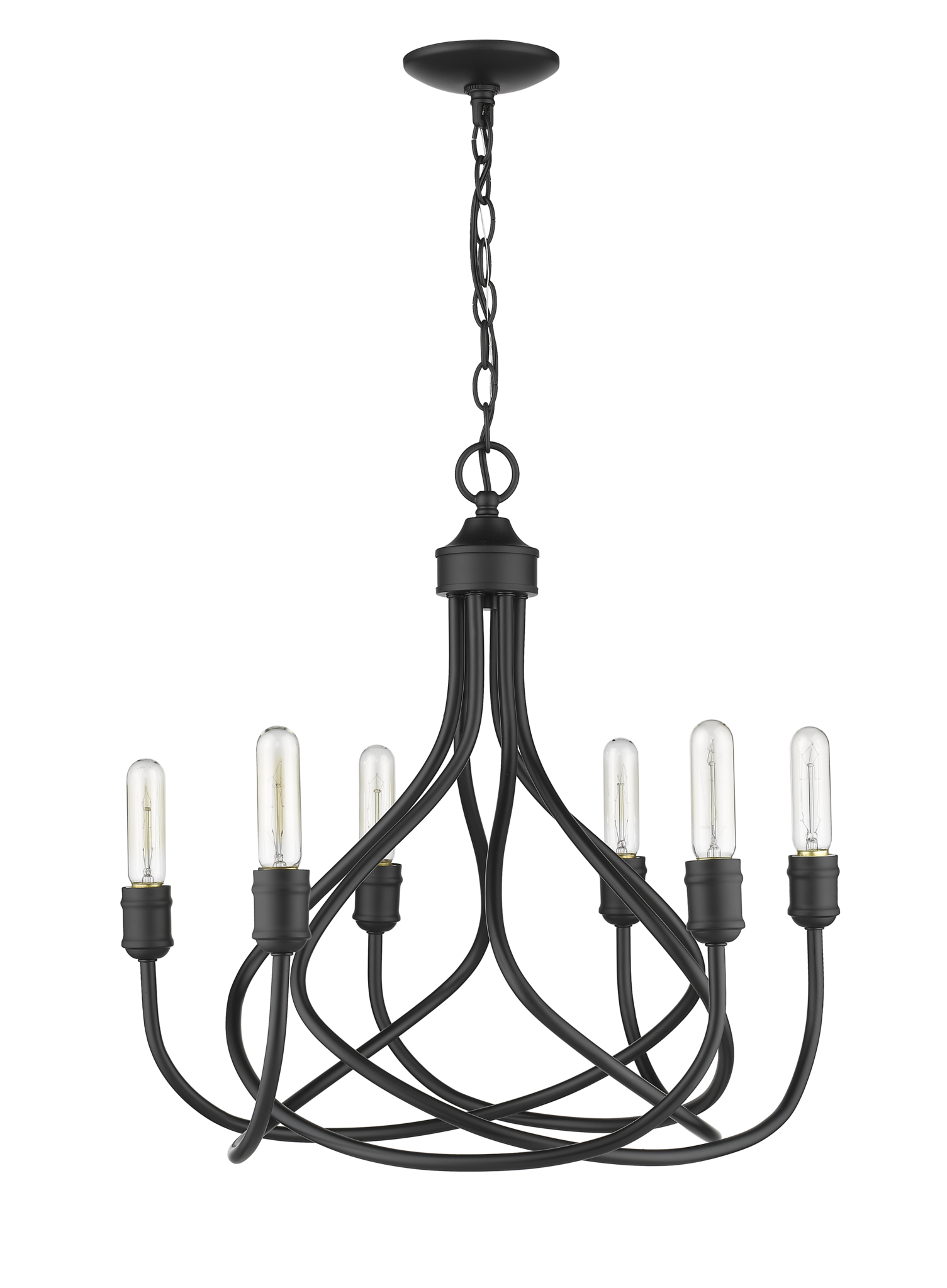 6-Light Contemporary Matte Black Bedroom Chandeliers
