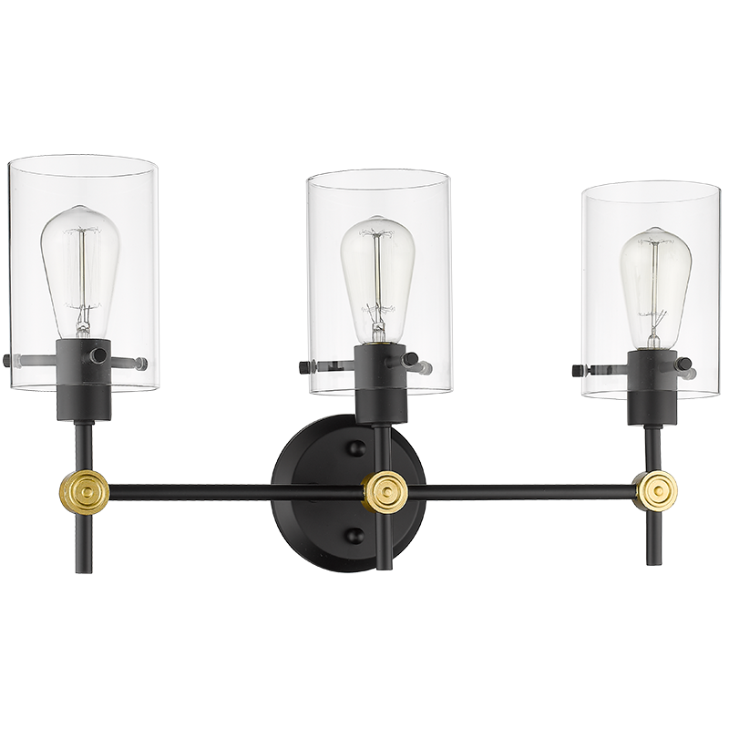 3 light bathroom vanity light fixture matte black glass