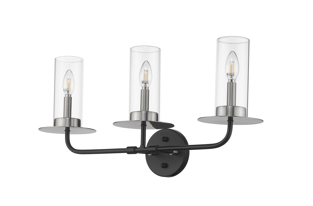 Black nickel wall sconce bathroom 3 light