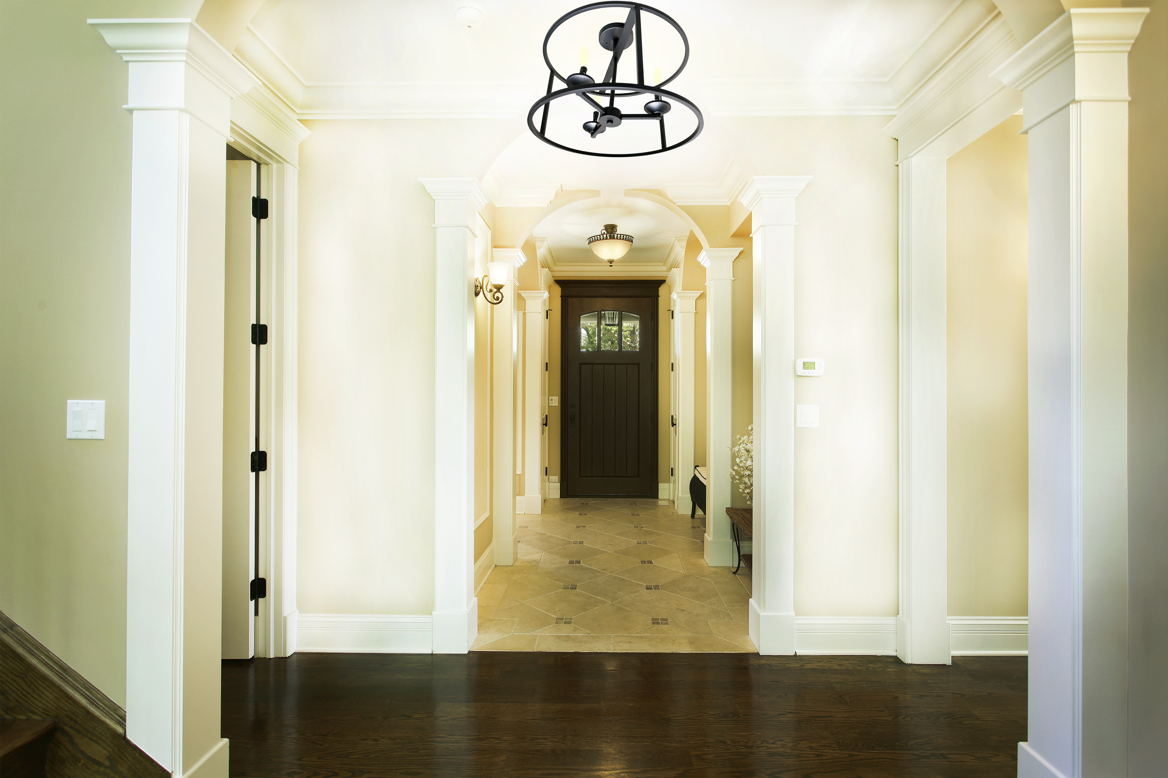Modern black semi flush mount lighting 3 light hallway