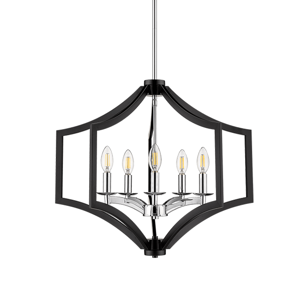 Black chrome chandelier modern 5 light
