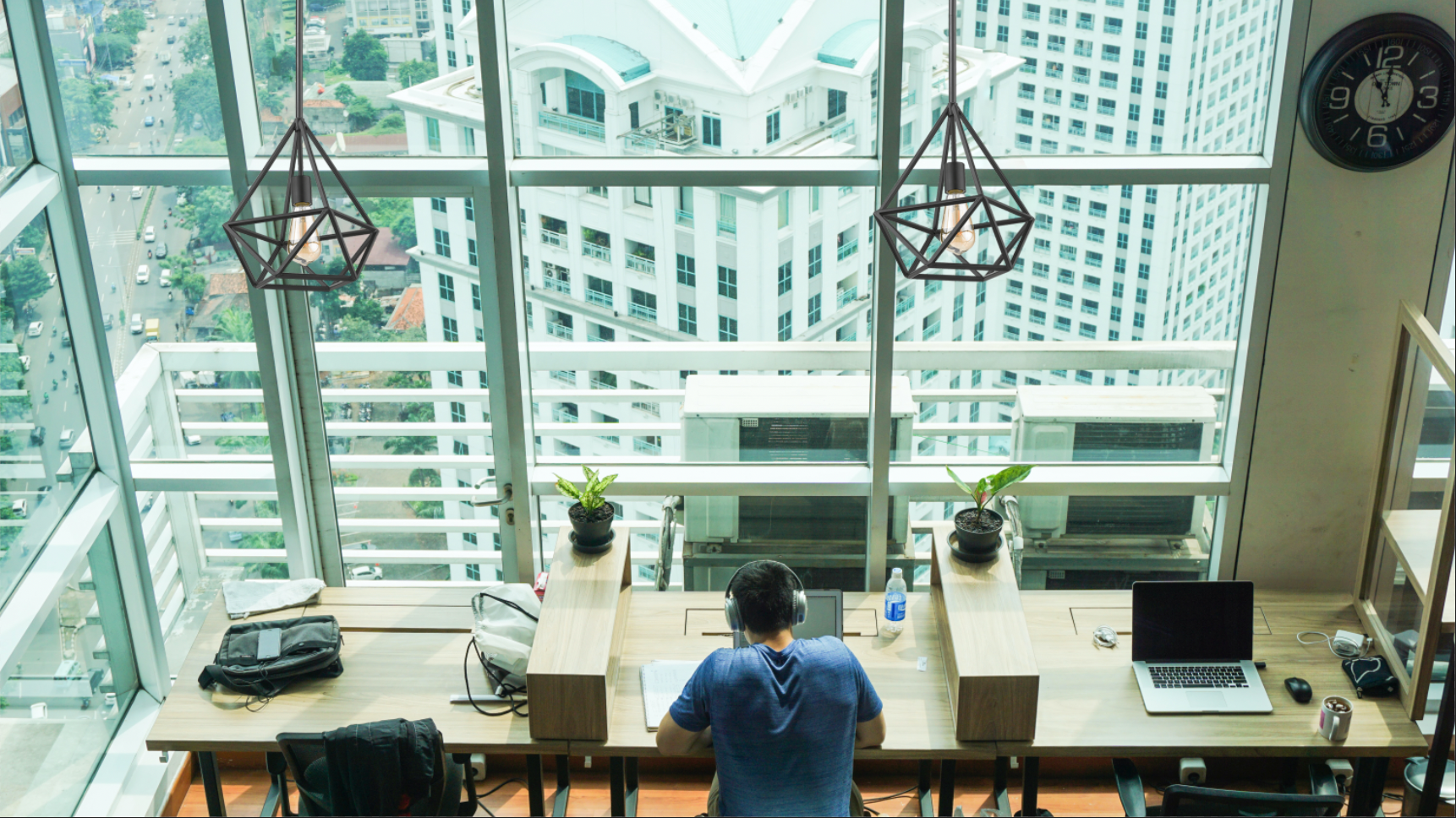 1 light black cage pendant light office