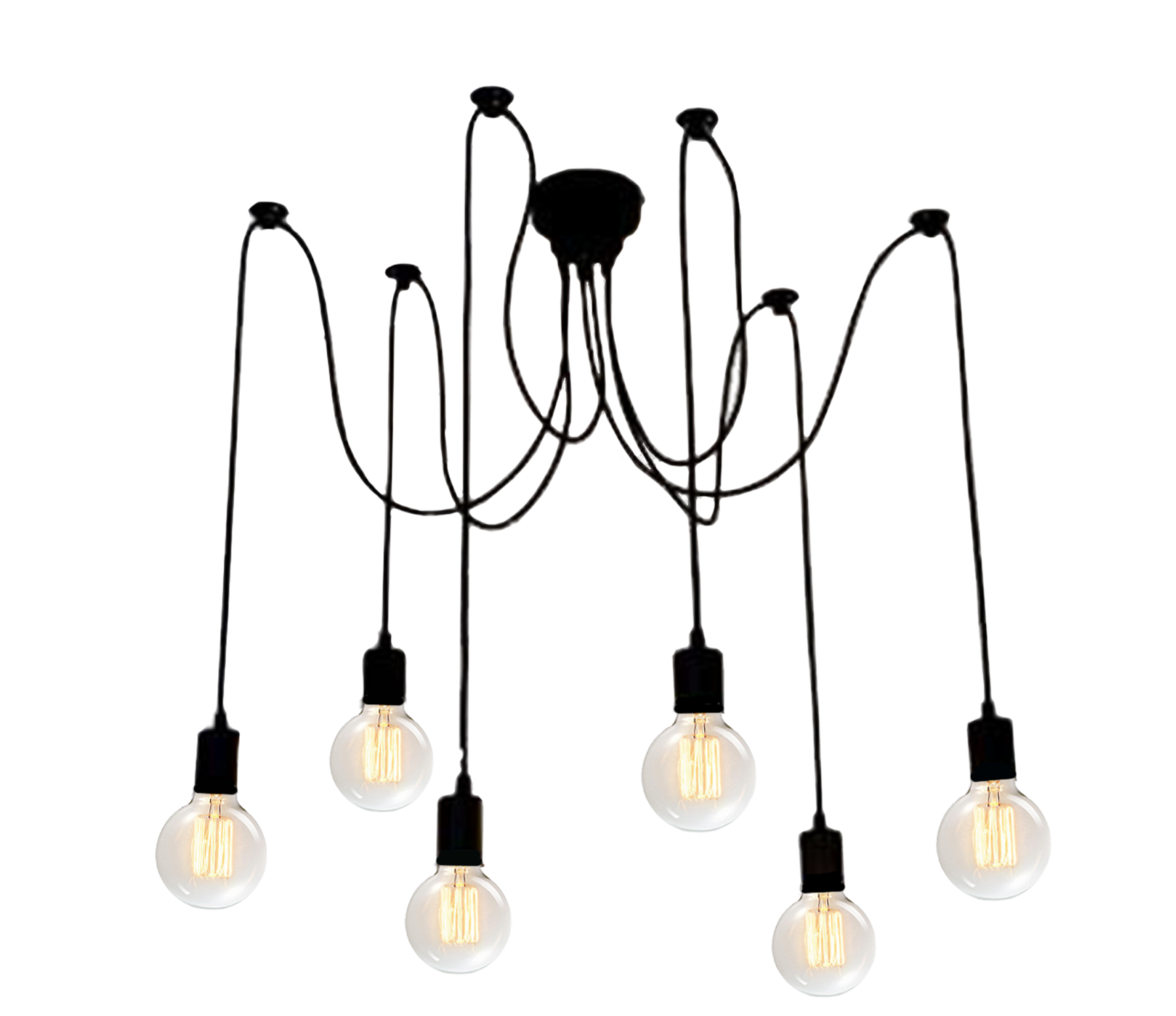 6 light spider light fixture matte black