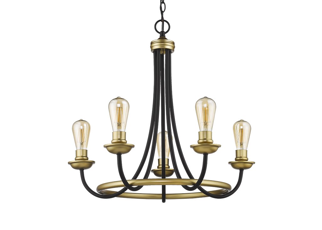 Mid century black and gold chandelier 5 light