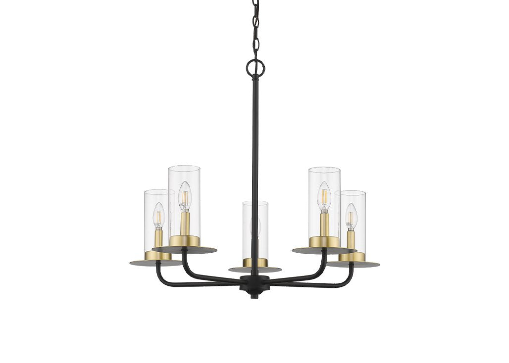 Modern black and gold chandelier 5 light