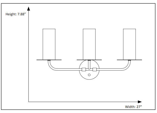 Black nickel wall sconce bathroom 3 light dimension