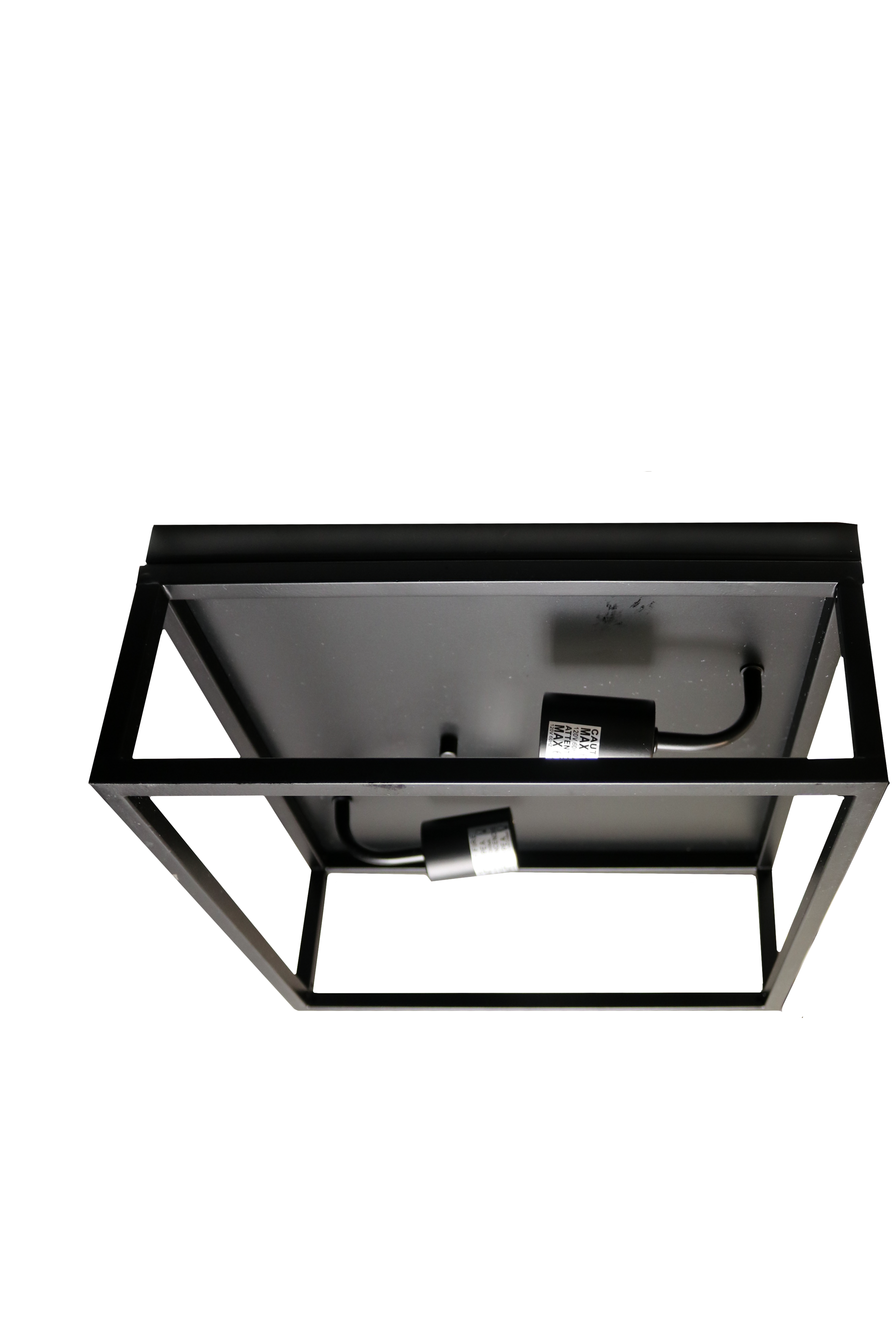 2-Light Open Square Matte Black Ceiling Mount