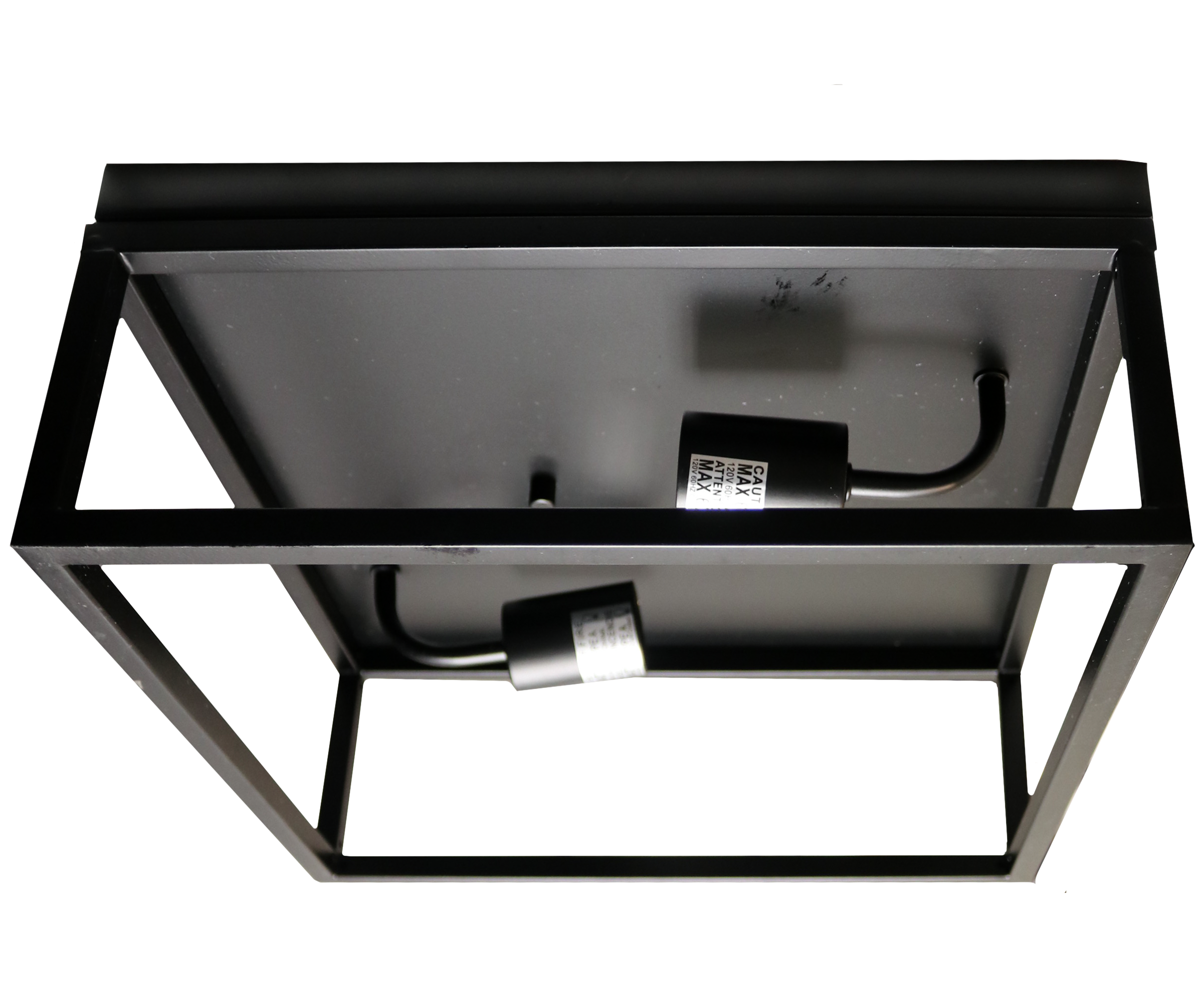 2-Light Open Square Matte Black Ceiling Mount