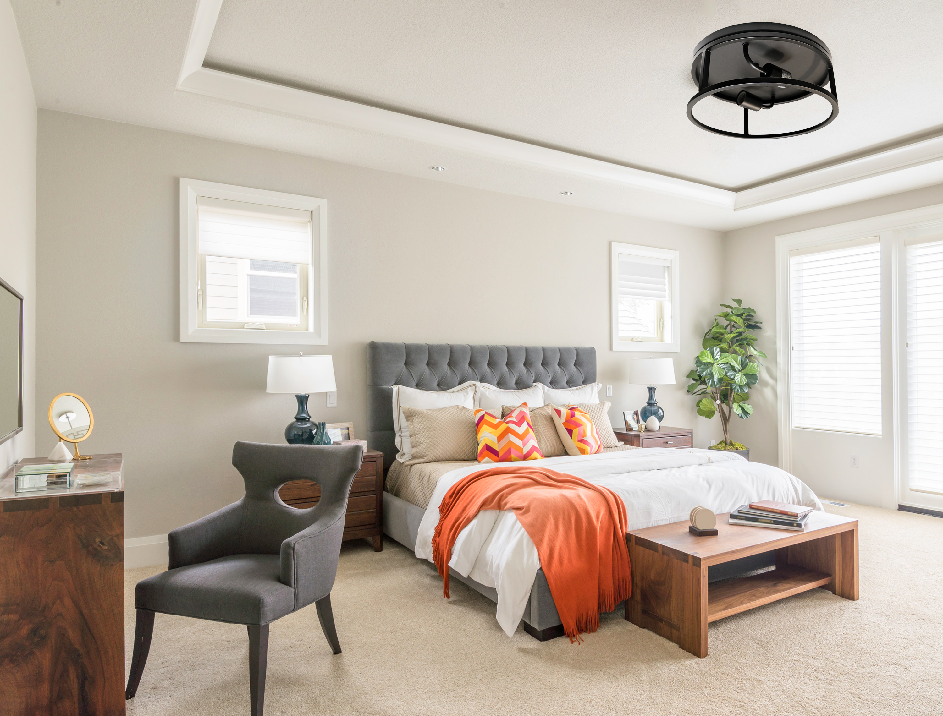 Flush mount modern lighting black bedroom