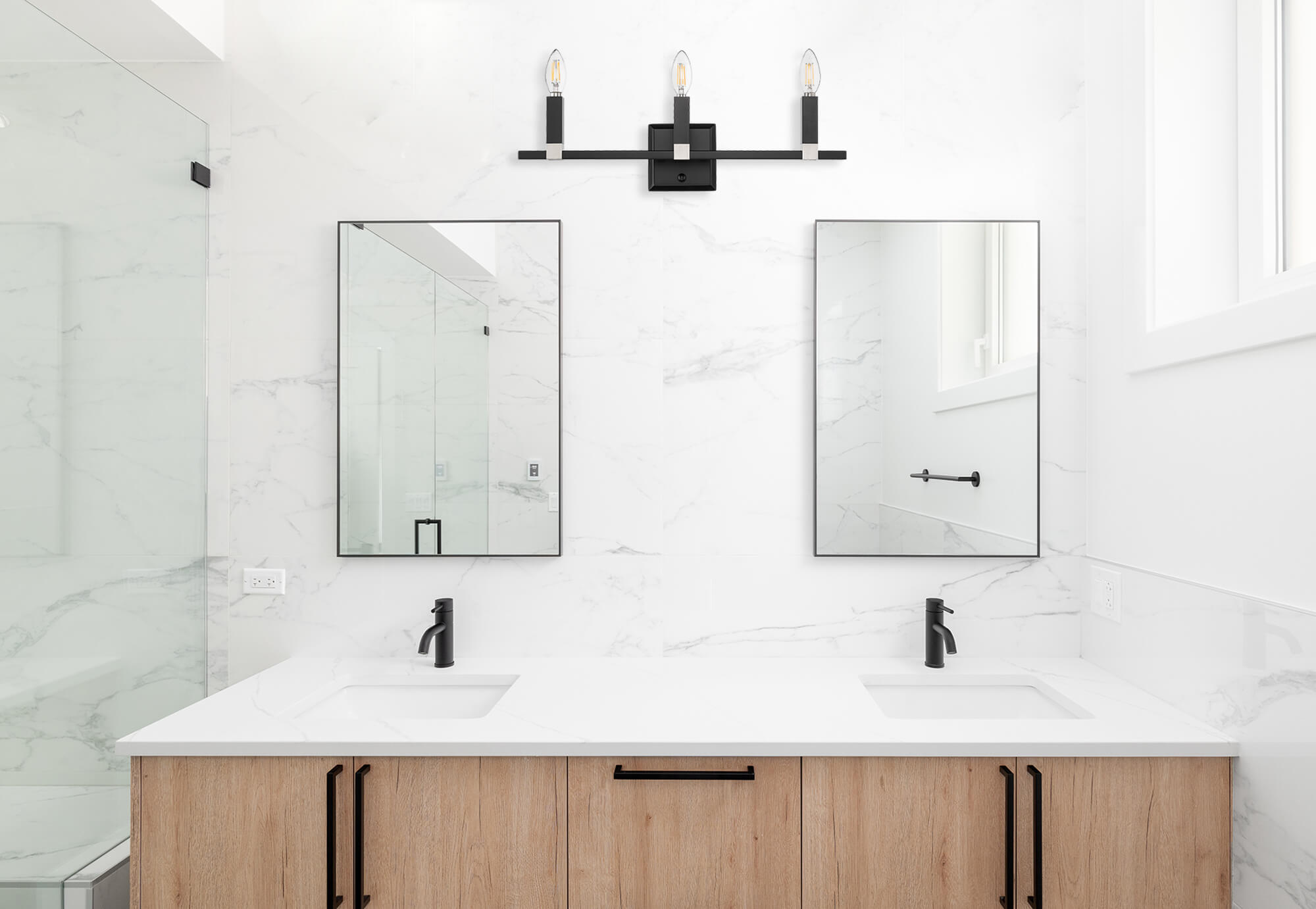 3 light contemporary wall sconce vanity light over mirror black nickel