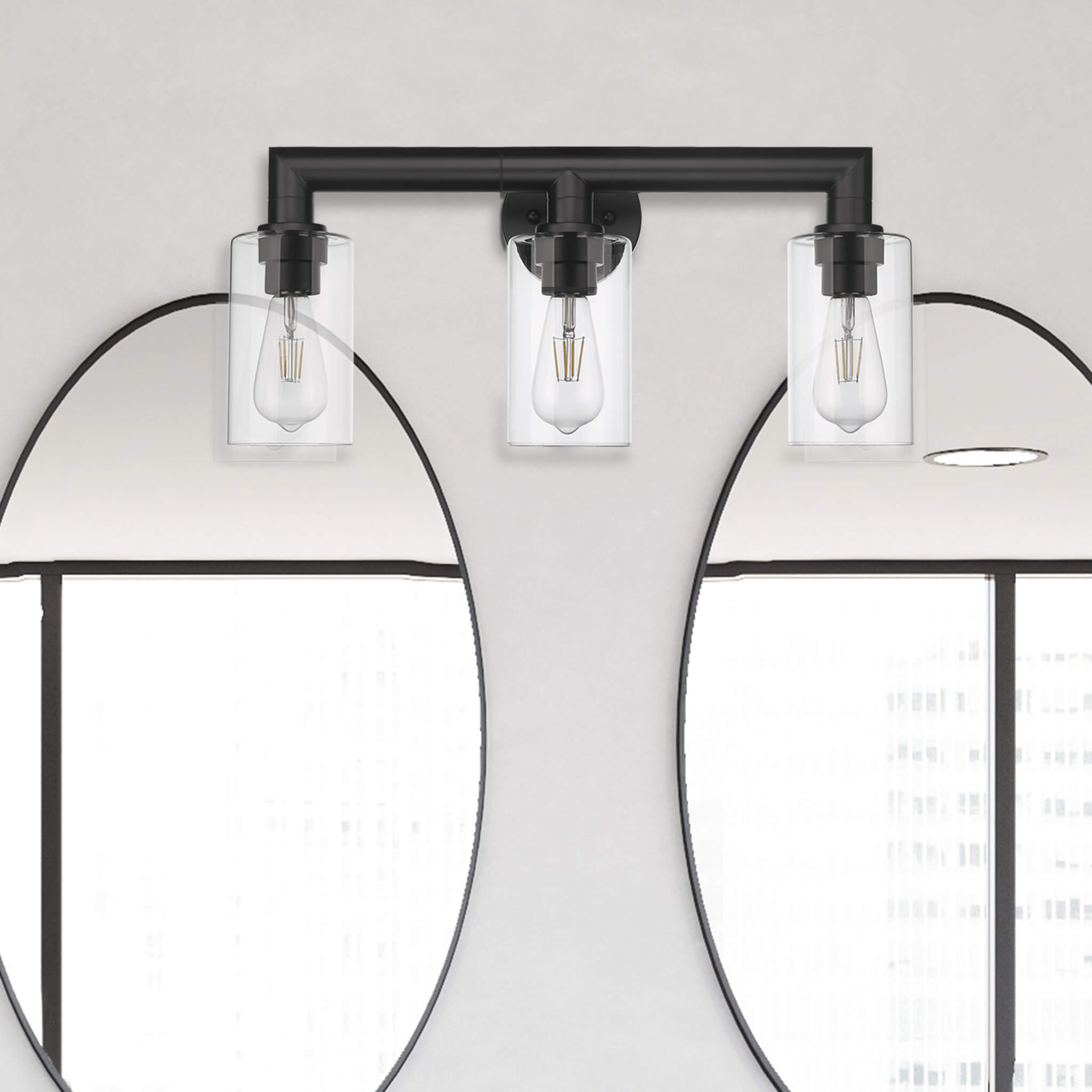 4 light bathroom vanity light fixture black clear glass