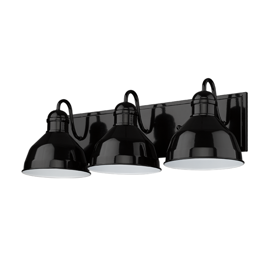Glossy black bathroom vanity light barn light