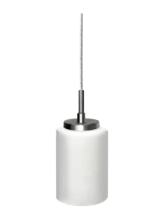 1 light white cylinder glass pendant light