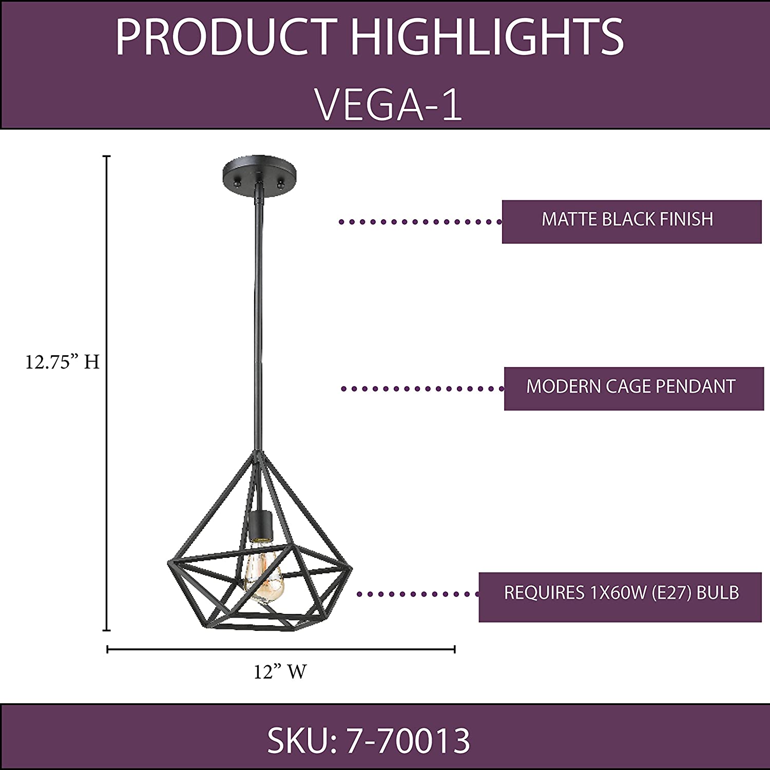 1 light black cage pendant light heights