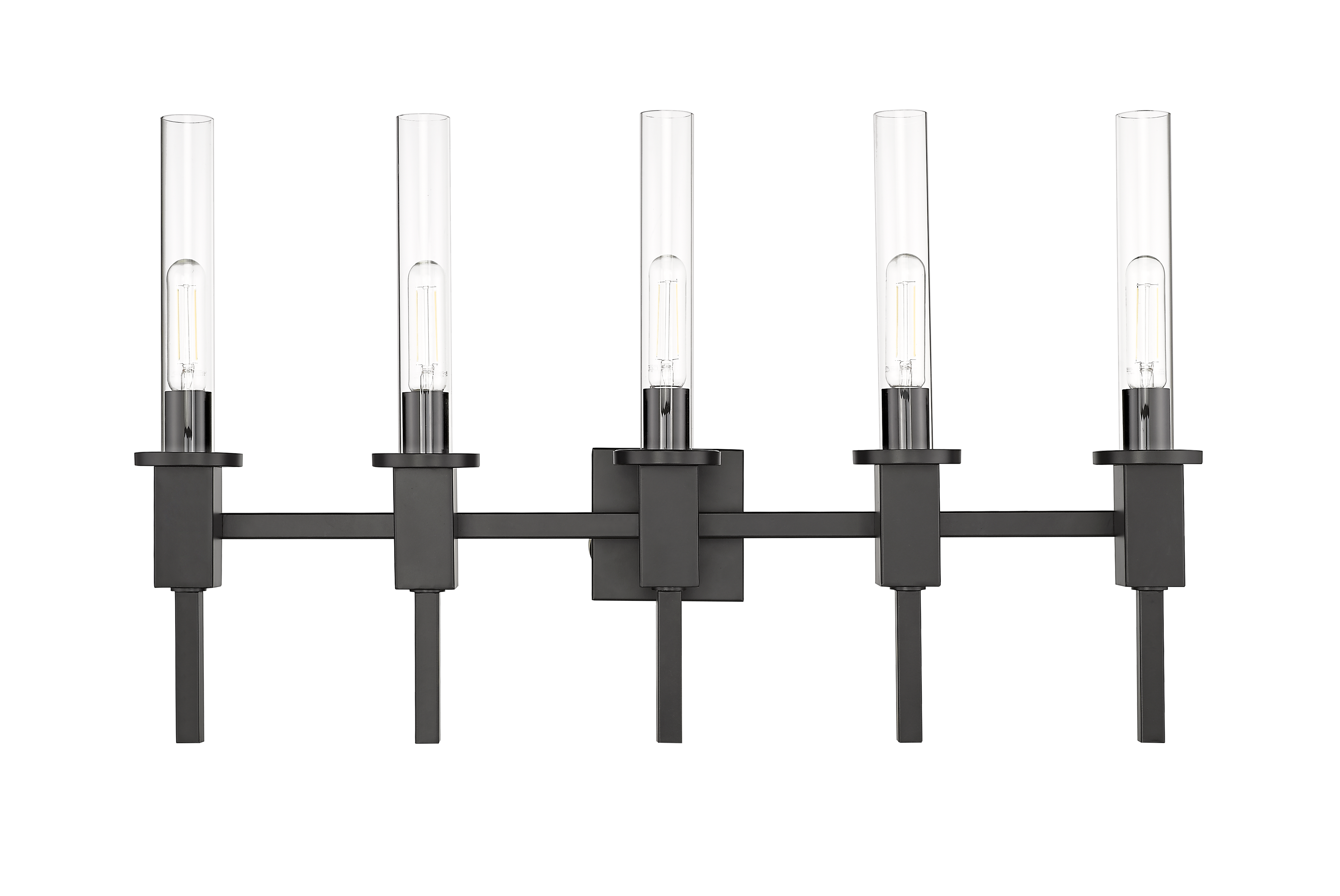 5 light modern glass tube vanity light black