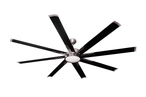 Barcelona 72" or 84" 8-Blade Nickel/Champagne Gold LED Ceiling Fan with Matte Black Blades