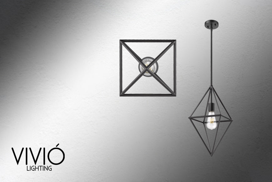 Modern black geometric pendant light