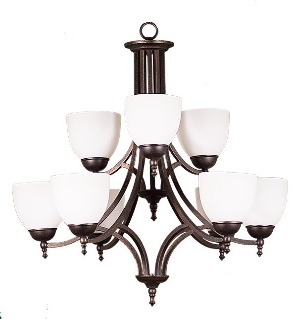 9 light contemporary chandelier rubbed bronze