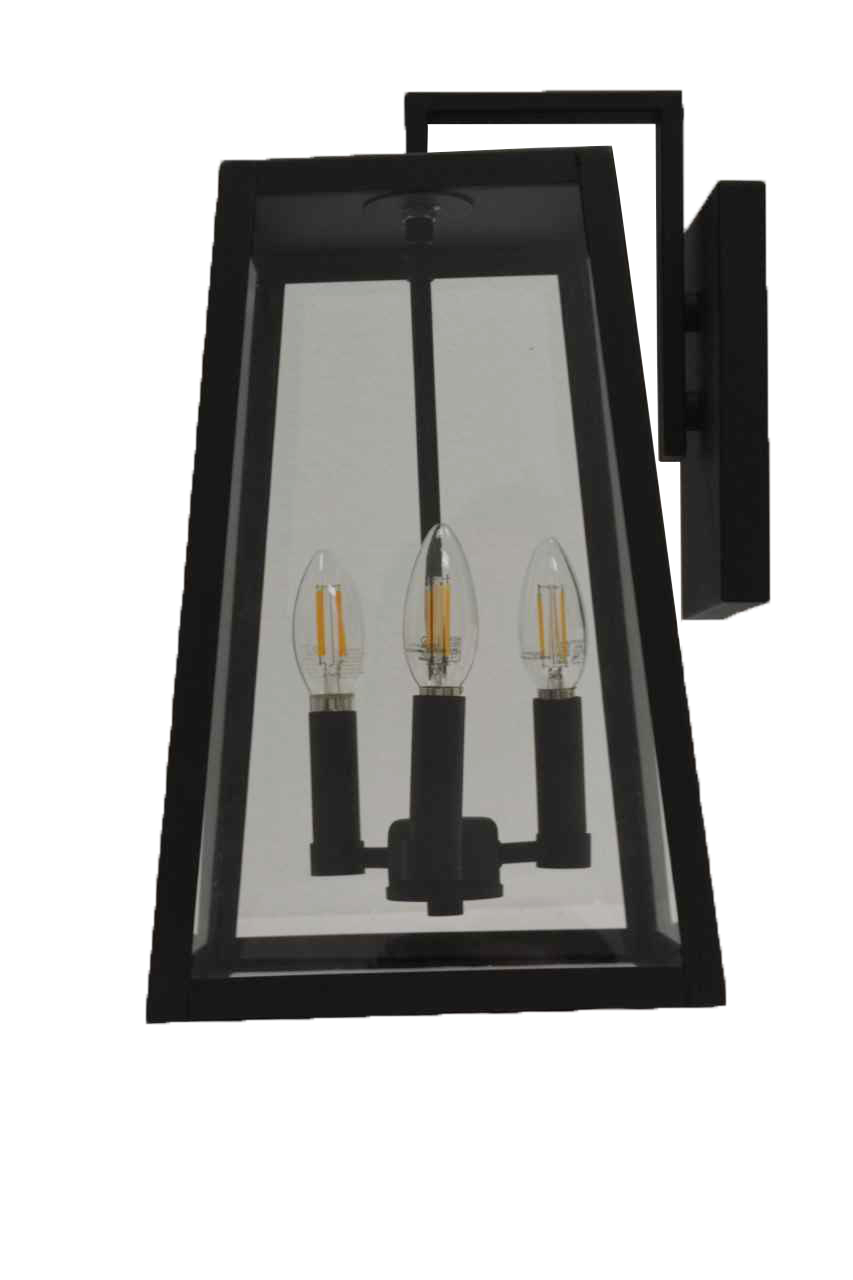 Outdoor coach lights black 3 light clear glass
