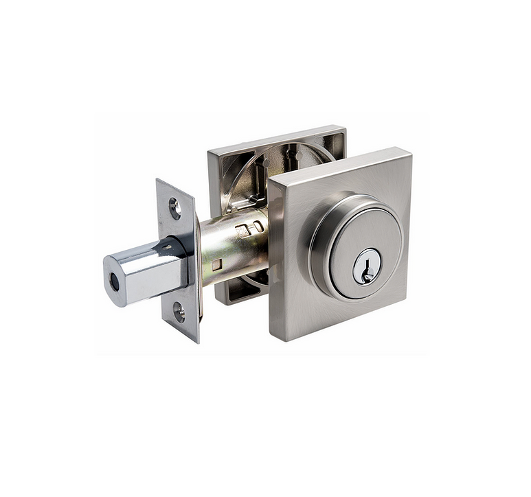 Squared Single Cylinder Deadbolt Finish: Satin Nickel