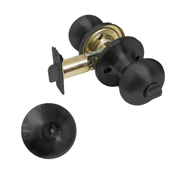 Matte black mushroom door knob