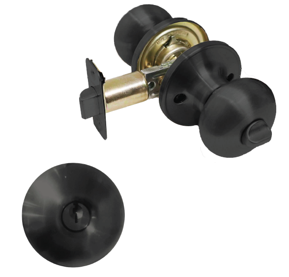 Matte black mushroom door knob