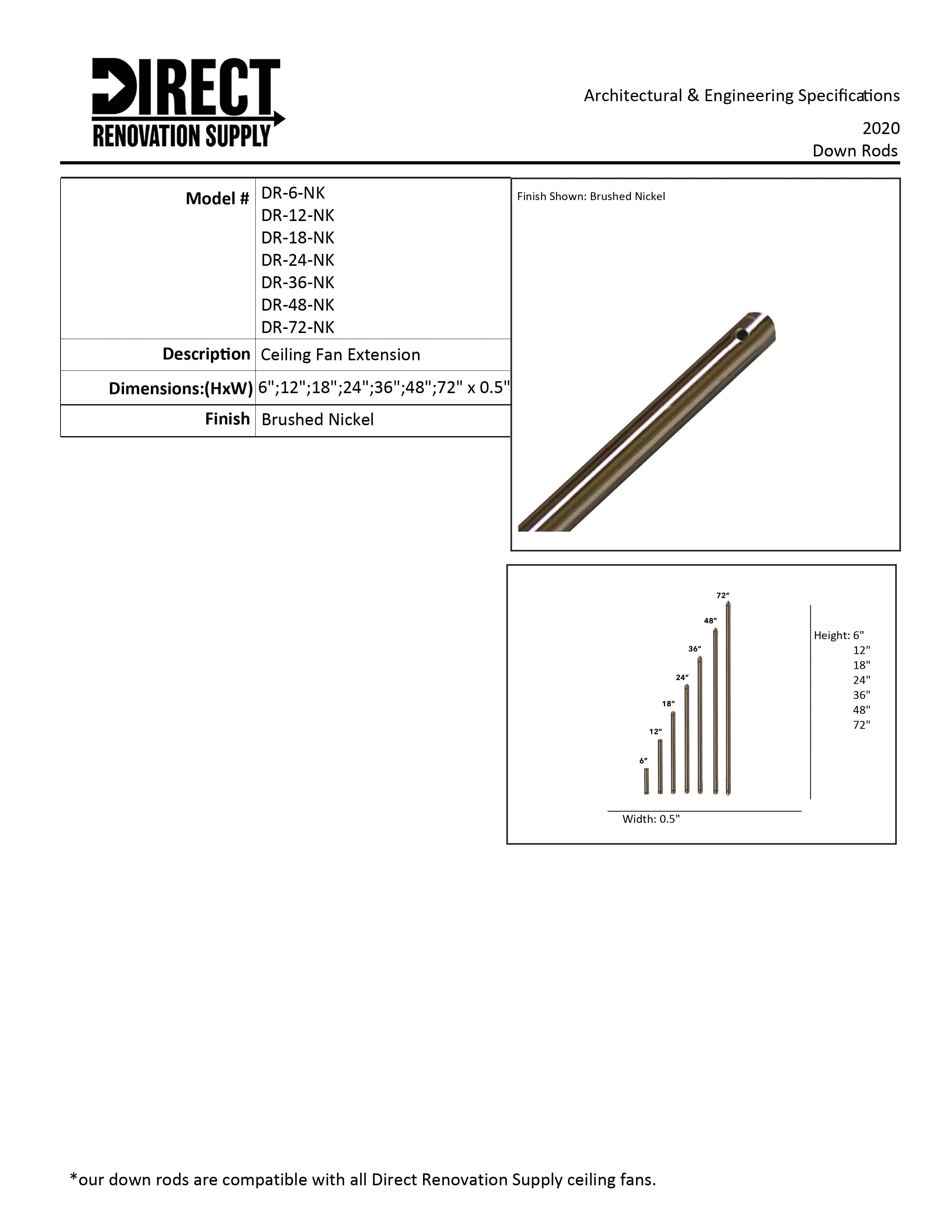 52" 5-Blade Farmhouse Nickel Ceiling Fan with Charred Pecan/Walnut Blades details