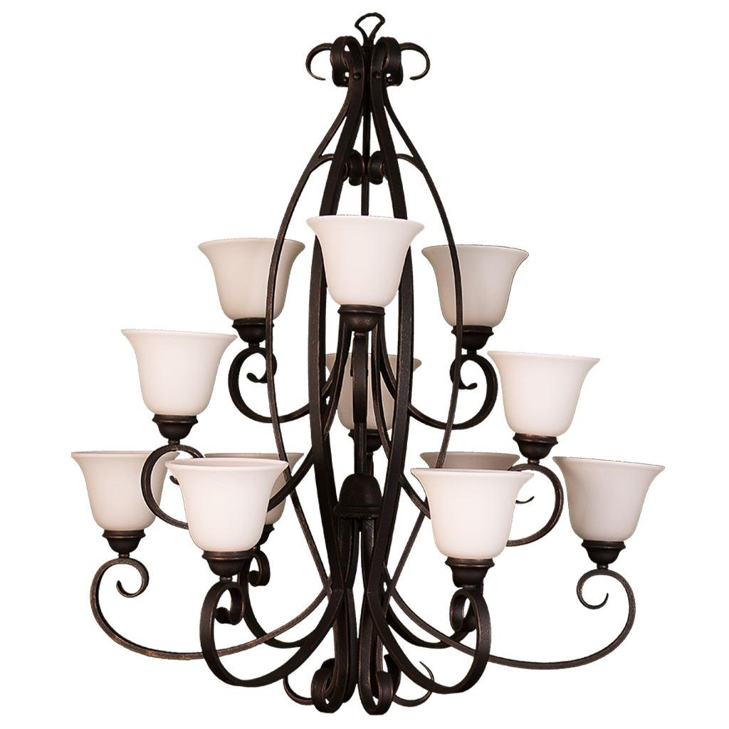 12-Light 37"Wide Rubbed Bronze Chandelier
