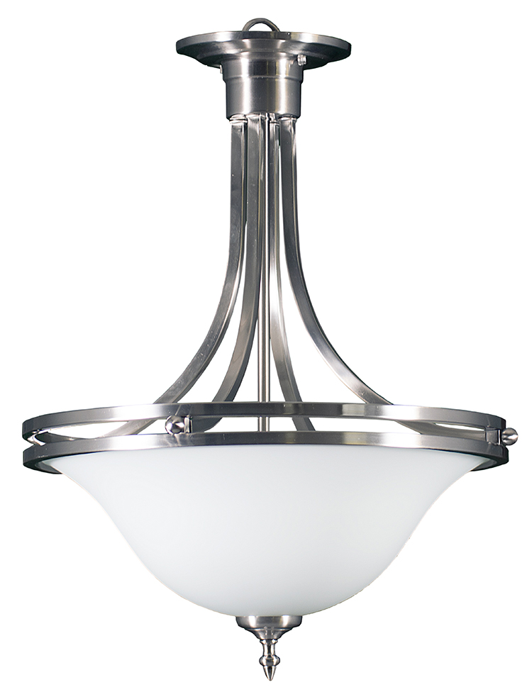Brushed nickel glass bowl light fixture
