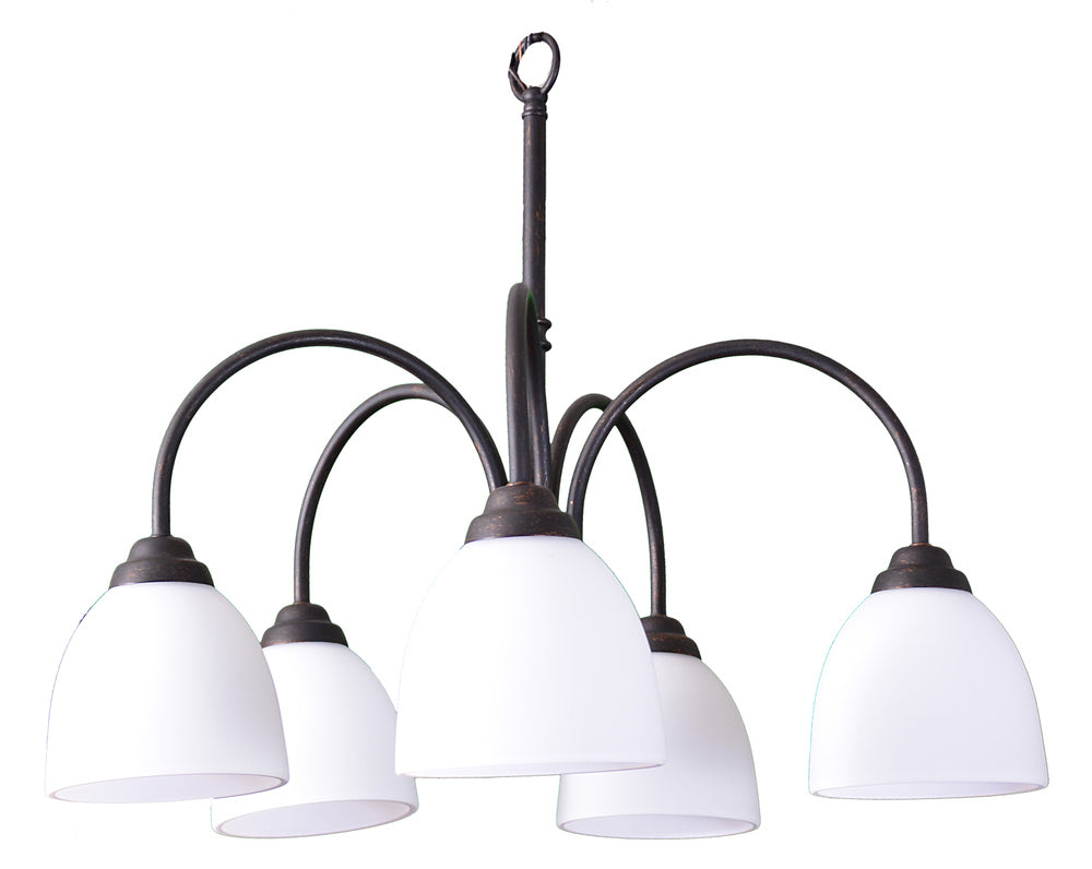 Farmhouse chandelier rubbed bronze white 5 light