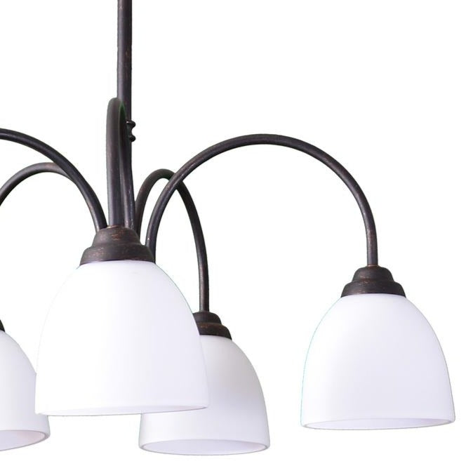 Farmhouse chandelier rubbed bronze white 5 light