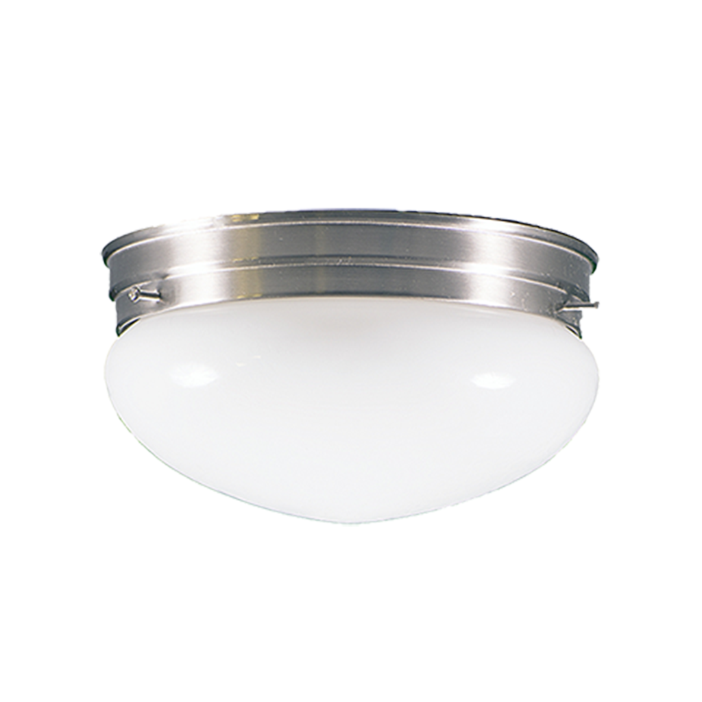 LF8-2-NK - 2-Light White Glass Mushroom Flush Mount Interior Ceiling  Fixture Brushed Nickel Finish