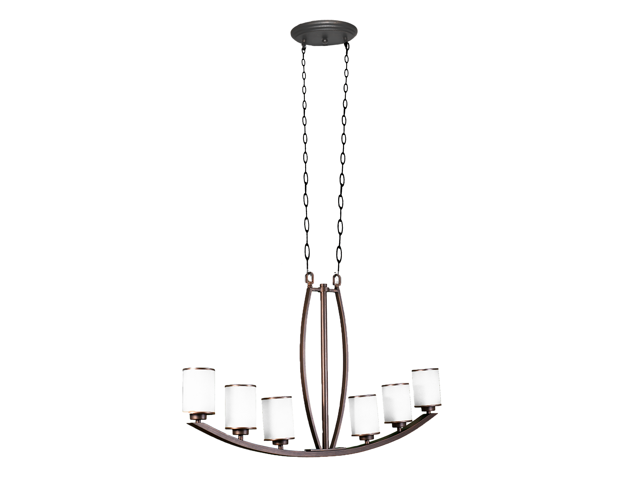 6 light island chandelier rubbed bronze