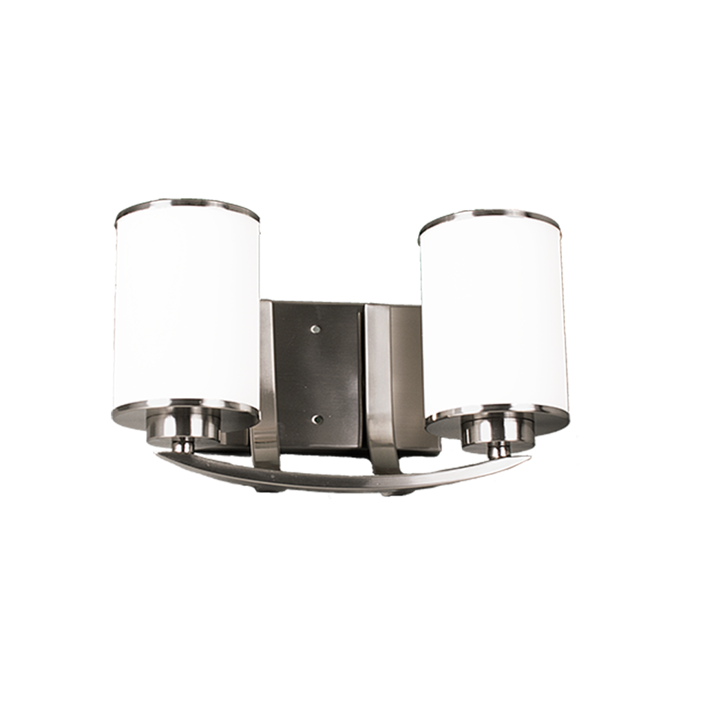 2 light vanity light brushed nickel white glass