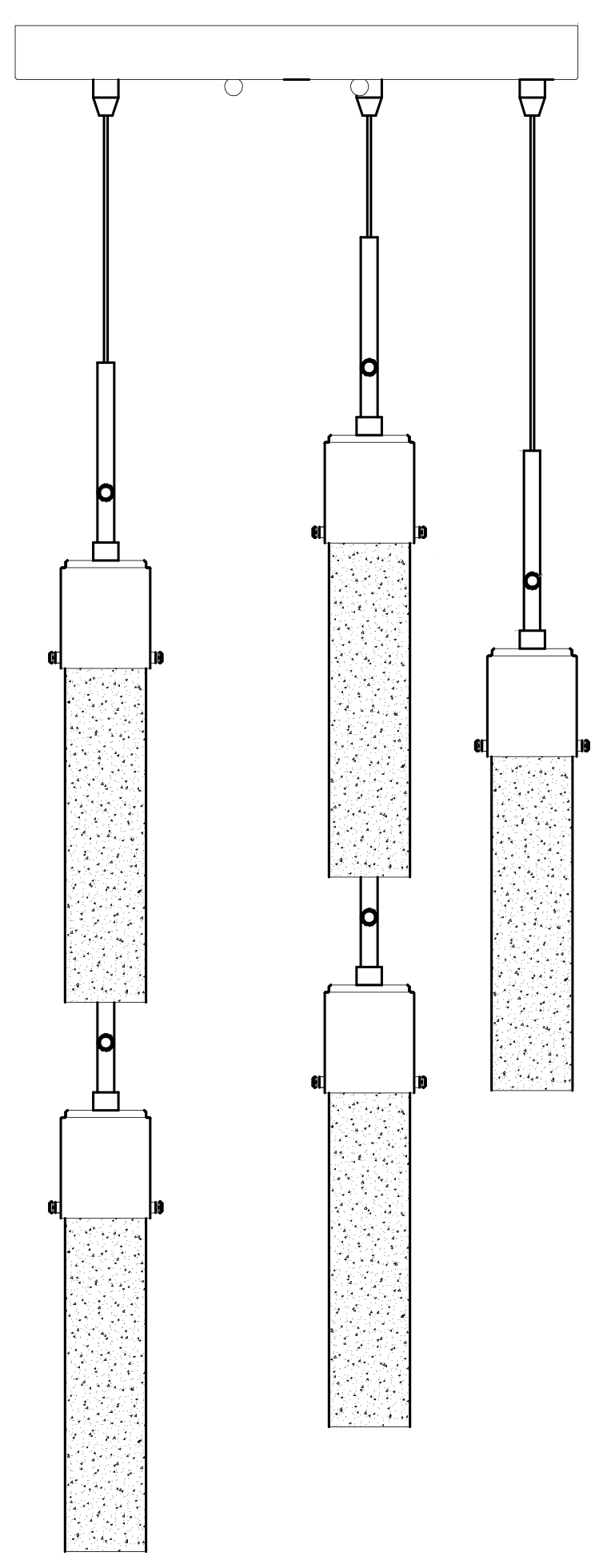 5 light bubble light pendant light black